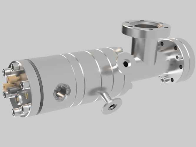 Rendering of the UHV5 electrospray deposition source.